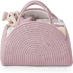 Sac � langer et panier ? bo�te de rangement tress�e ? rose ?