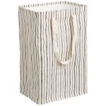 Sac � linge en tissu gris et beige ray� - beryl