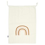 Sac � linge en tissu motif arc - en - ciel - beige - l 70 x l 50 cm - livraison gratuite
