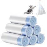 Sacs � liti�re pour chat avec cordons de serrage : 6 rouleaux / 90 sacs poubelle autonettoyants avec ...