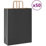 Sacs en papier kraft 50 pcs avec poignées noir 32x12x42 cm Sacs en papier kraft 50 pcs avec poignées noir 32x12x42 cm