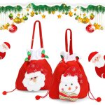 Sac de pommes noël 2 pièces en feutre rouge avec cordon de serrage et nopes, cadeaux du père noël pour ... Sac de pommes noël 2 pièces en feutre rouge avec cordon de serrage et nopes, cadeaux du père noël pour ...