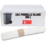 Sac poubelle blanc 100 litres carton de 100 sacs basse densit� - haute r�sistance fermeture � lien alimentaire ...