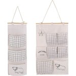 Sac de rangement mural 2 styles tissu lin organisateur avec petites poches pour maison bureau??beige? ...