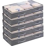 Sacs de rangement pliables sous le lit, grande capacit� 75 l, avec fen�tre transparente, poign�es renforc�es, ...
