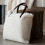 Sac sherpa avec anses imitation cuir blanc cass 45x45 cm