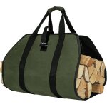 Sac de transport pour bois de chauffage (vert), toile sac  bche chemine, sac transport buches rsistant ...
