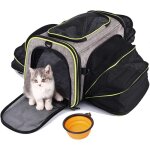 Sac transport chat chien, cage de voyage spacieux 4 sens extensibles, caisse chat pliable pour animal ...