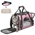 Sac transport chat chien, respirant et pliable caisse de transport chat avec tapis amovible doux et bandoulir ...