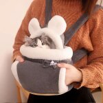 Sac de transport chaud pour animaux de compagnie petit chat chiens sac � dos hiver en peluche cage pour ...