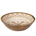 Saladier en bois de manguier avec motif mandala brun (�33cm) - mango