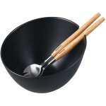 Saladier en porcelaine noire 23 cm avec cuill�res klausberg kb - 7786