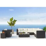 Concept - usine - salento - salon de jardin panoramique 8 places en résine tressée noir et blanc Concept - usine - salento - salon de jardin panoramique 8 places en résine tressée noir et blanc