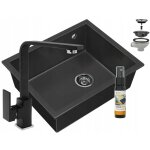 vier en granit sous - plan granitan salix noir robinet nook noir siphon noir 1 bac + imprgnant graniprotect ...