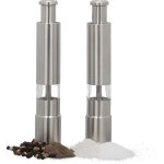 Salire, poivrier, lot de 2, manuel, moulin  sel, poivre, pices, inox meule cramique rglable, argent, ...