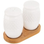 Sali�re et poivri�re en porcelaine avec support whiteline 3 pi�ces.