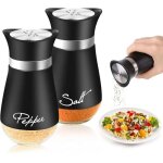 Saliere et poivriere de table set, 2 pcs sali�res et poivri�res � fond en verre - noir 120 ml salieres ...