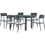 Salle � manger de jardin en aluminium : table extensible l. 170 / 220 cm et 6 fauteuils empilables - ...