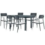 Salle  manger de jardin en aluminium : table extensible l. 170 / 220 cm et 6 fauteuils empilables - ...