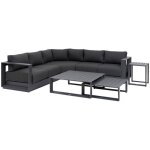 Salon d'angle de jardin 5 places en aluminium et polyester ? coussin d�perlant ? pieds ajustables pour ...