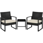Yaheetech - salon de jardin 2 fauteuils et 1 table basse pour salon / bar / bureau en r�sine tress�e ...