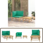 Salon de jardin 2 pcs avec coussins vert bambou - salon de jardin - mobilier de jardin - ensemble de ...