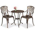 Relaxdays salon de jardin pour 2 personnes, table avec 2 chaises, fonte d'aluminium, design antique, ...