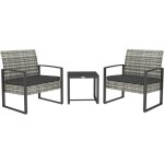 Outsunny - salon de jardin 2 places 3 pièces 2 chaises avec coussins + table basse plateau verre trempé ... Outsunny - salon de jardin 2 places 3 pièces 2 chaises avec coussins + table basse plateau verre trempé ...