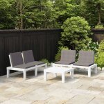 Salon de jardin 3 pcs avec coussins plastique blanc - salon de jardin - mobilier de jardin - ensemble ... Salon de jardin 3 pcs avec coussins plastique blanc - salon de jardin - mobilier de jardin - ensemble ...