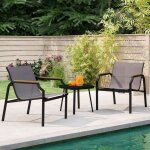 Salon de jardin 3 pcs tissu respirant et cadre m�tallique charge 150kg ensemble de meubles de patio avec ...