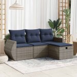 Salon de jardin 4 pcs avec coussins gris rsine tresse vidaxl