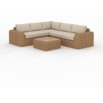 Rendez - vous déco - salon de jardin 4 personnes en résine tressé et tissu beige - savana Rendez - vous déco - salon de jardin 4 personnes en résine tressé et tissu beige - savana
