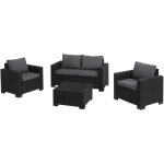 Salon de jardin 4 places california : canapé 2 places + 2 fauteuils + table basse - anthracite keter Salon de jardin 4 places california : canapé 2 places + 2 fauteuils + table basse - anthracite keter