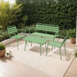 M&s - salon de jardin 4 places en m�tal vert - baca