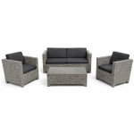 Salon de jardin 4 places en r�sine tress�e gris et noir socotra