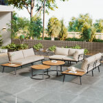 Salon de jardin pour 5 - 6 personnes, cadre en fer galvanis�, 2 x canap� 2 places, 2 x fauteuil simple, ...