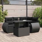 Salon de jardin 5 pcs avec coussins noir r�sine tress�e vidaxl