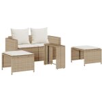 Salon de jardin 5 pcs?mobilier de jardin avec coussins empilable beige polyrotin cfw11395