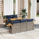 Salon de jardin 6 pcs avec coussins gris rsine tresse vidaxl