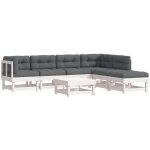 Vidaxl - salon de jardin 7 pcs avec coussins blanc bois massif