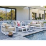 Hesperide ? salon de jardin 5 places en aluminium teint� et polyester d�perlant ? canap� 3 places et ...