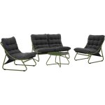 Oviala - salon de jardin bas 4 places en métal vert Oviala - salon de jardin bas 4 places en métal vert