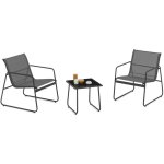 Idmarket - salon de jardin bas malaga table et 2 fauteuils en acier et textilène gris anthracite Idmarket - salon de jardin bas malaga table et 2 fauteuils en acier et textilène gris anthracite