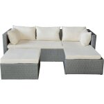 Habitat et jardin - salon de jardin bas en rsine tresse 'diya' 3 places - gris clair