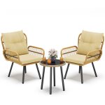 Salon de jardin bealife ensemble meuble ext�rieur rotin 4 coussins d�montable 2 fauteuils et 1 table ...