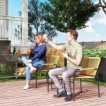 Salon de jardin bistro en rotin 3 pcs, 2 fauteuils + table �50 cm, structure acier antirouille, jaune ...