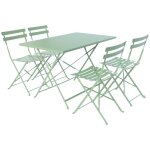 Sweeek - table de jardin bistrot pliante m�tal + 4 assises 110 x 70cm, avec quatre chaises pliantes, ...