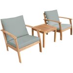 Salon de jardin bois d'acacia 2 places vert de gris - fauteuils et table basse - ushua�a