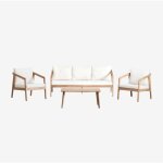 Sklum - salon de jardin kaela avec canapé, 2 fauteuils et table basse en bois d'acacia Sklum - salon de jardin kaela avec canapé, 2 fauteuils et table basse en bois d'acacia