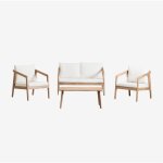 Sklum - salon de jardin kaela avec canapé, 2 fauteuils et table basse en bois d'acacia Sklum - salon de jardin kaela avec canapé, 2 fauteuils et table basse en bois d'acacia